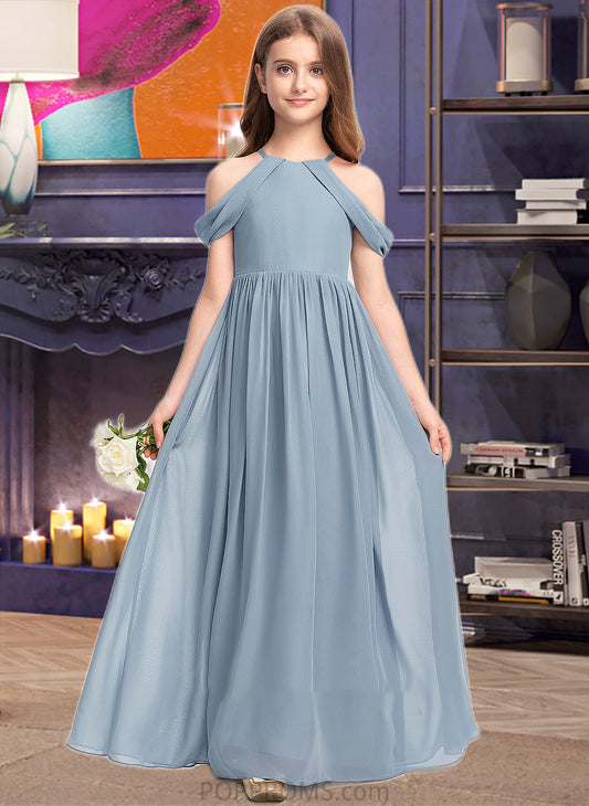 Paige A-Line Scoop Neck Floor-Length Chiffon Junior Bridesmaid Dress With Ruffle PP6P0013302