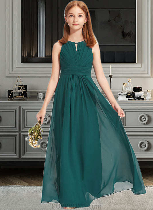 Jada A-Line Scoop Neck Floor-Length Chiffon Junior Bridesmaid Dress With Ruffle PP6P0013320