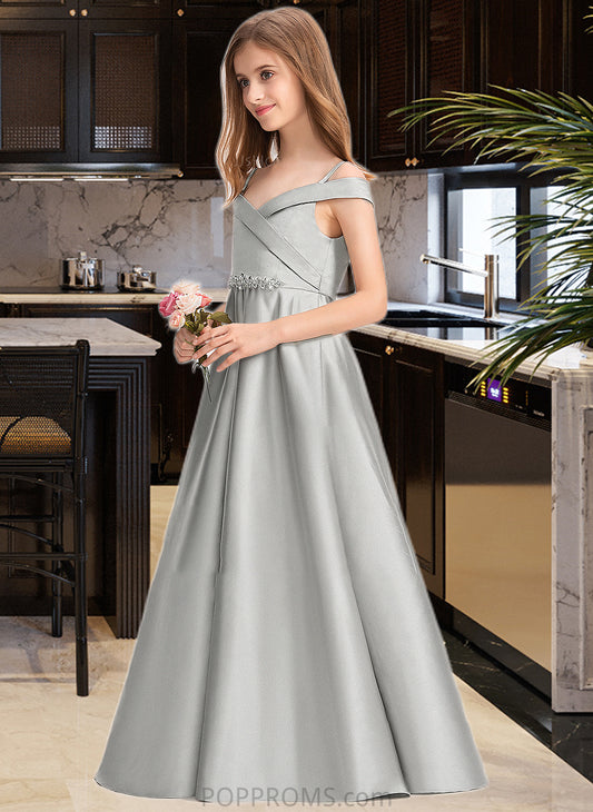 Evelyn Ball-Gown/Princess Off-the-Shoulder Floor-Length Satin Junior Bridesmaid Dress PP6P0013404