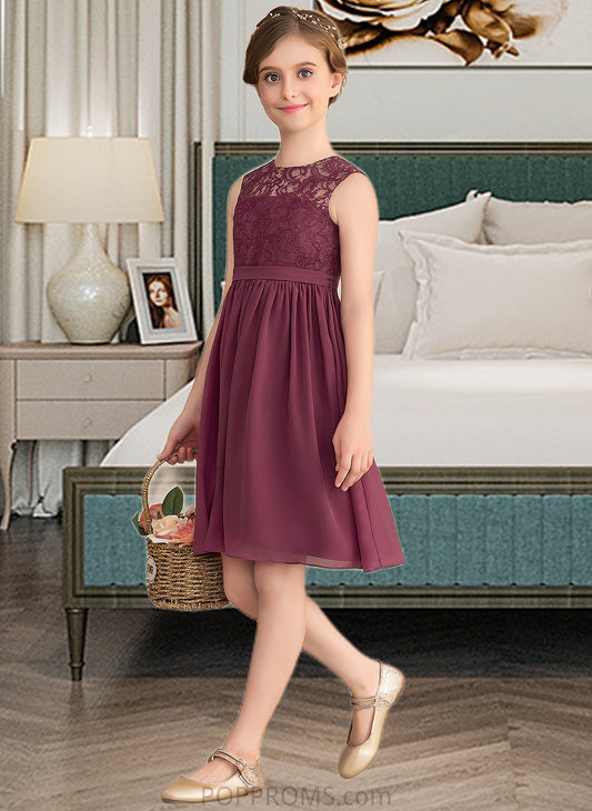 Luna A-LineScoopNeckKnee-LengthChiffonLaceJuniorBridesmaidDress#165020 PP6P0013423