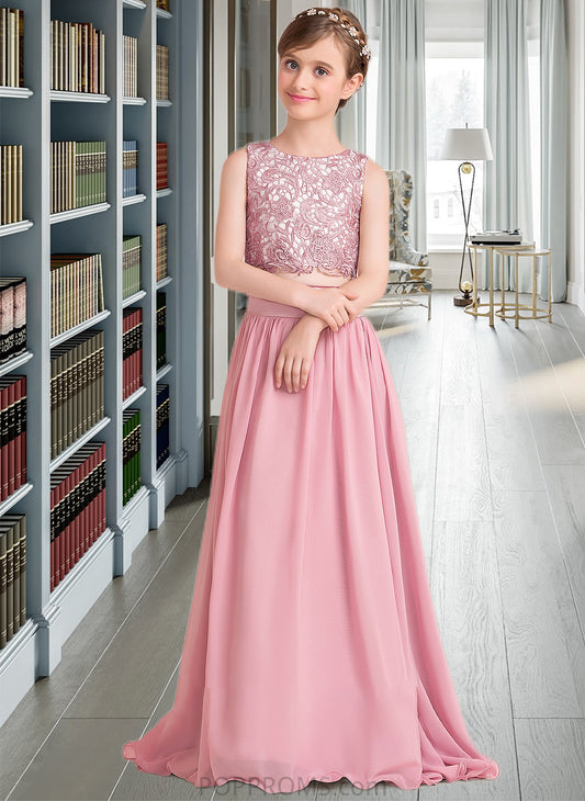 Quinn A-LineScoopNeckFloor-LengthChiffonJuniorBridesmaidDress#130498 PP6P0013424