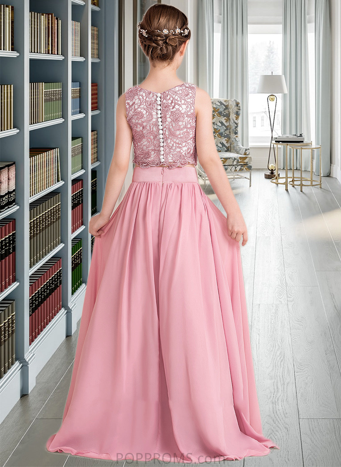 Quinn A-LineScoopNeckFloor-LengthChiffonJuniorBridesmaidDress#130498 PP6P0013424