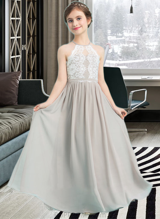 Destinee A-Line Scoop Neck Floor-Length Chiffon Junior Bridesmaid Dress PP6P0013463