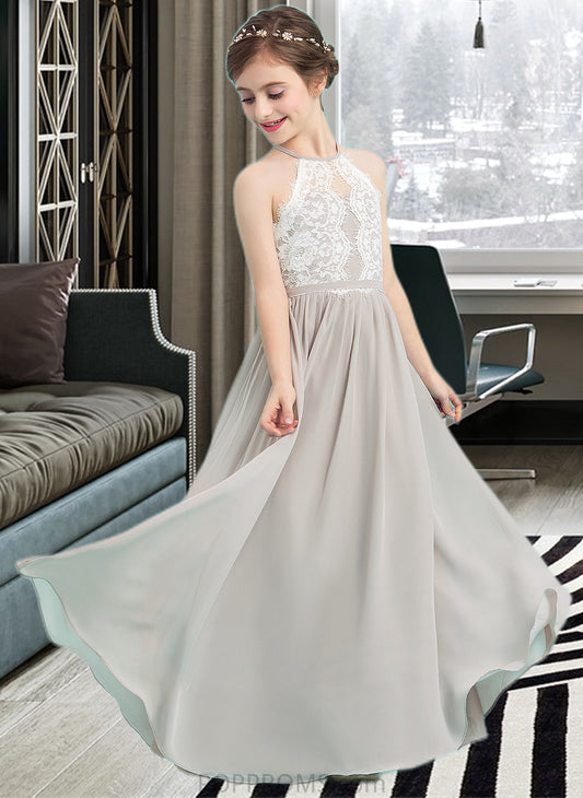 Destinee A-Line Scoop Neck Floor-Length Chiffon Junior Bridesmaid Dress PP6P0013463