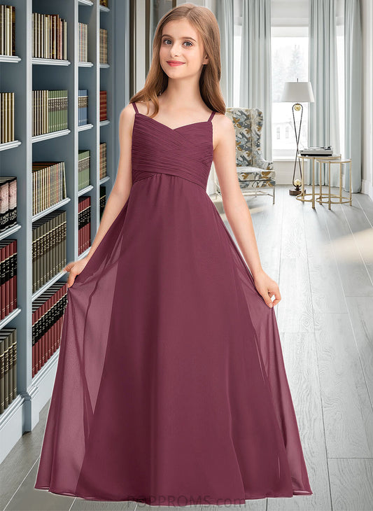 Patience A-Line Sweetheart Floor-Length Chiffon Junior Bridesmaid Dress With Ruffle PP6P0013470