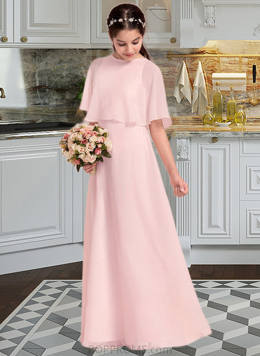 Marcia A-Line Scoop Neck Floor-Length Chiffon Junior Bridesmaid Dress PP6P0013472