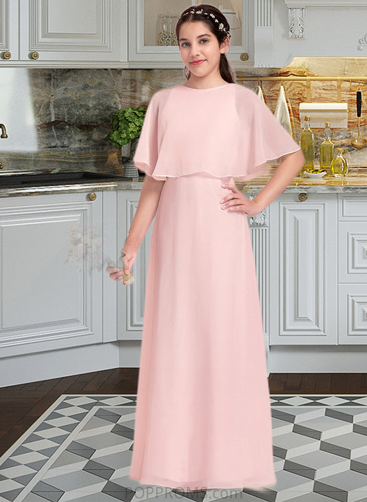 Marcia A-Line Scoop Neck Floor-Length Chiffon Junior Bridesmaid Dress PP6P0013472