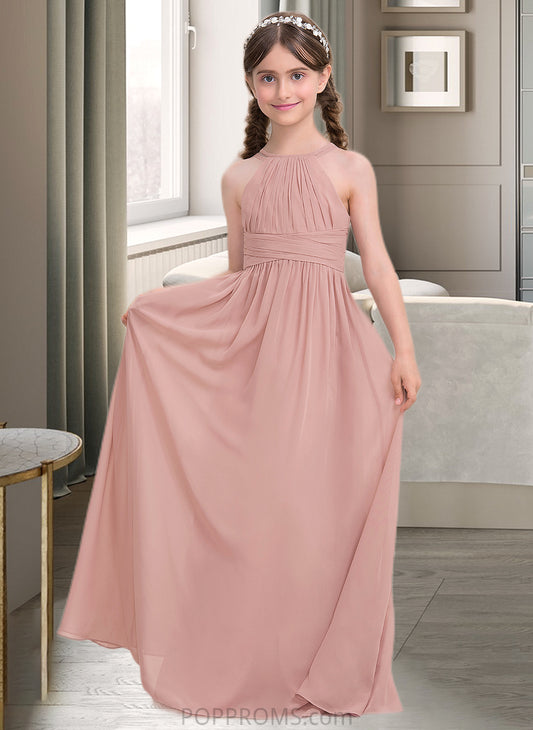 Madeleine A-Line Scoop Neck Floor-Length Chiffon Junior Bridesmaid Dress With Ruffle PP6P0013473