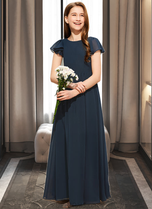 Amani A-LineScoopNeckFloor-LengthChiffonJuniorBridesmaidDress#253684 PP6P0013478