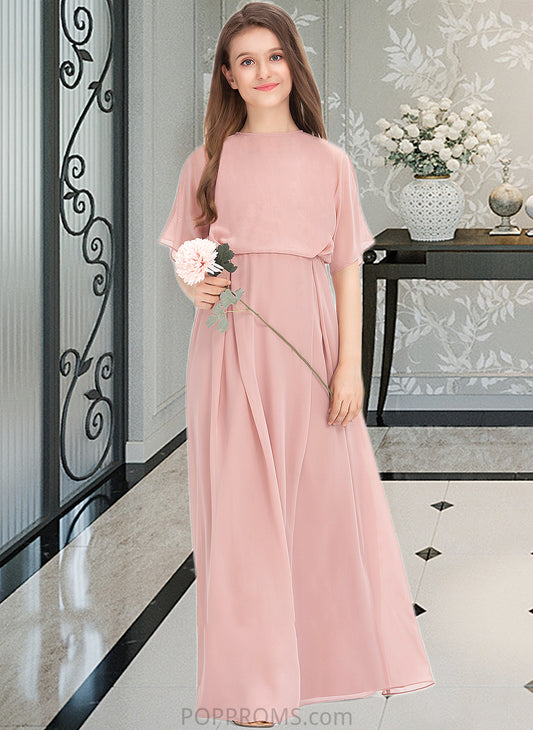 Monserrat A-Line Scoop Neck Floor-Length Chiffon Junior Bridesmaid Dress PP6P0013493