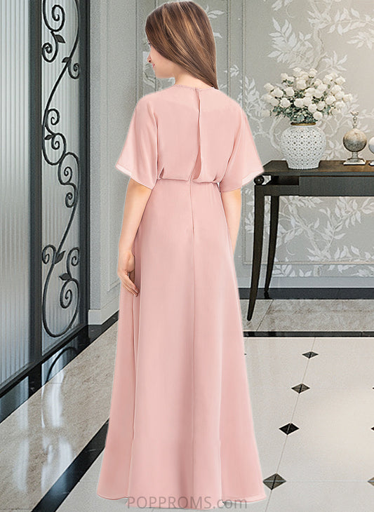 Monserrat A-Line Scoop Neck Floor-Length Chiffon Junior Bridesmaid Dress PP6P0013493