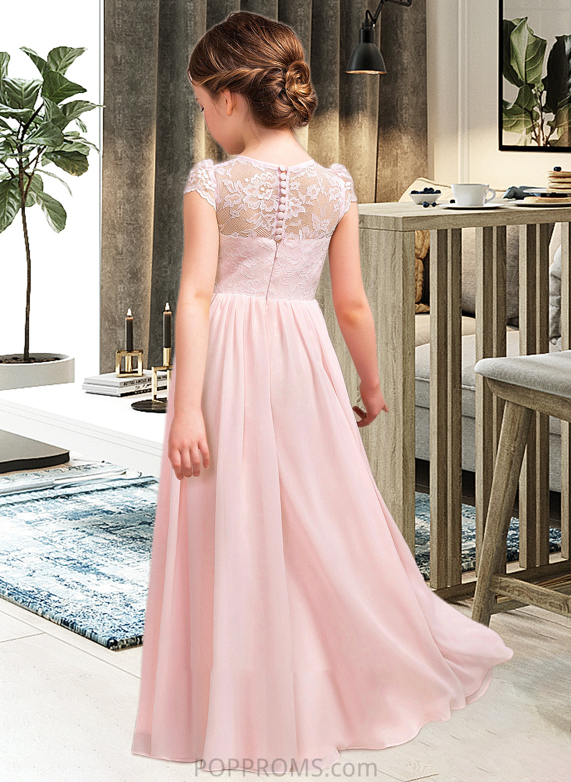 Ruth A-LineScoopNeckFloor-LengthChiffonLaceJuniorBridesmaidDress#81155 PP6P0013502