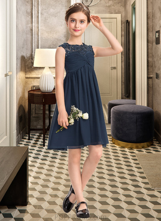 Patricia Empire Scoop Neck Knee-Length Chiffon Lace Junior Bridesmaid Dress With Ruffle Beading Sequins PP6P0013532