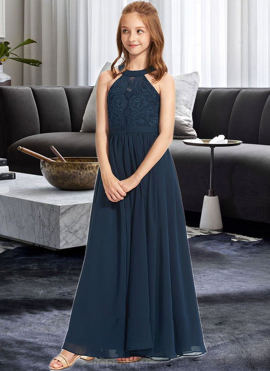 Winnie A-LineScoopNeckFloor-LengthChiffonLaceJuniorBridesmaidDress#234030 PP6P0013538