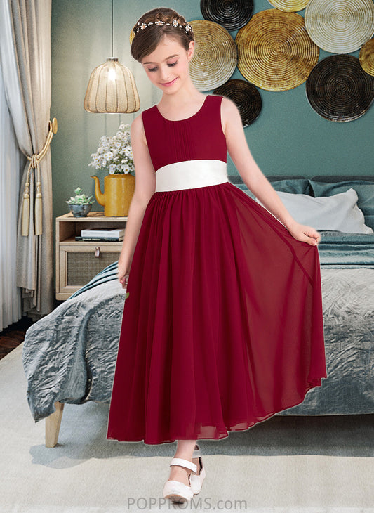 Alissa Empire A-Line Scoop Neck Ankle-Length Chiffon Junior Bridesmaid Dress With Sash Bow(s) PP6P0013542