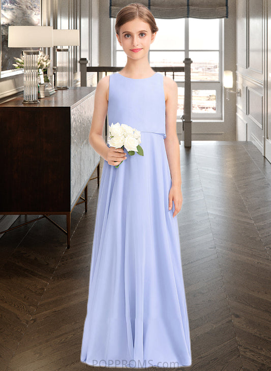 Charlize A-Line Scoop Neck Floor-Length Chiffon Junior Bridesmaid Dress PP6P0013558