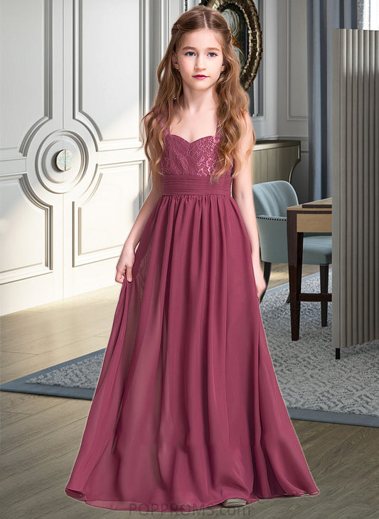 Cristal A-Line Sweetheart Floor-Length Chiffon Junior Bridesmaid Dress With Ruffle PP6P0013568