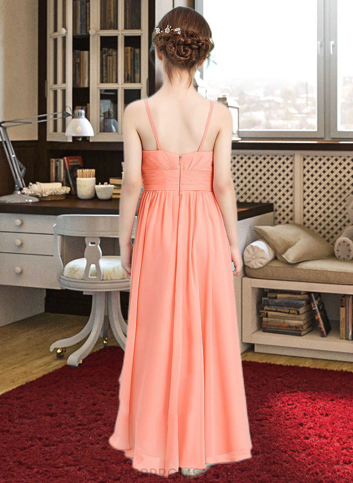 Jaycee A-Line Sweetheart Asymmetrical Chiffon Junior Bridesmaid Dress With Ruffle Flower(s) PP6P0013587