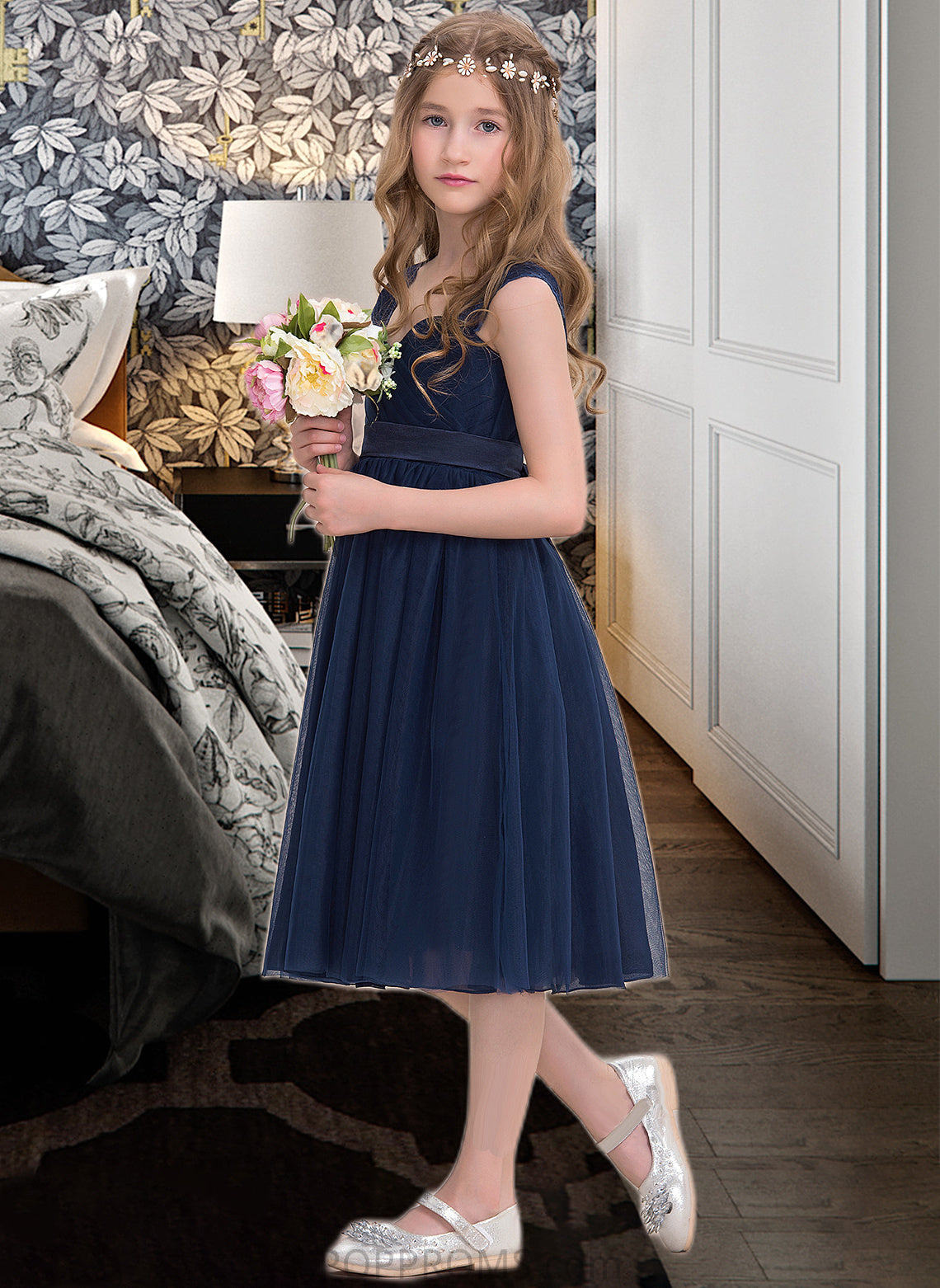 Margery Empire Sweetheart Knee-Length Tulle Junior Bridesmaid Dress With Ruffle PP6P0013590