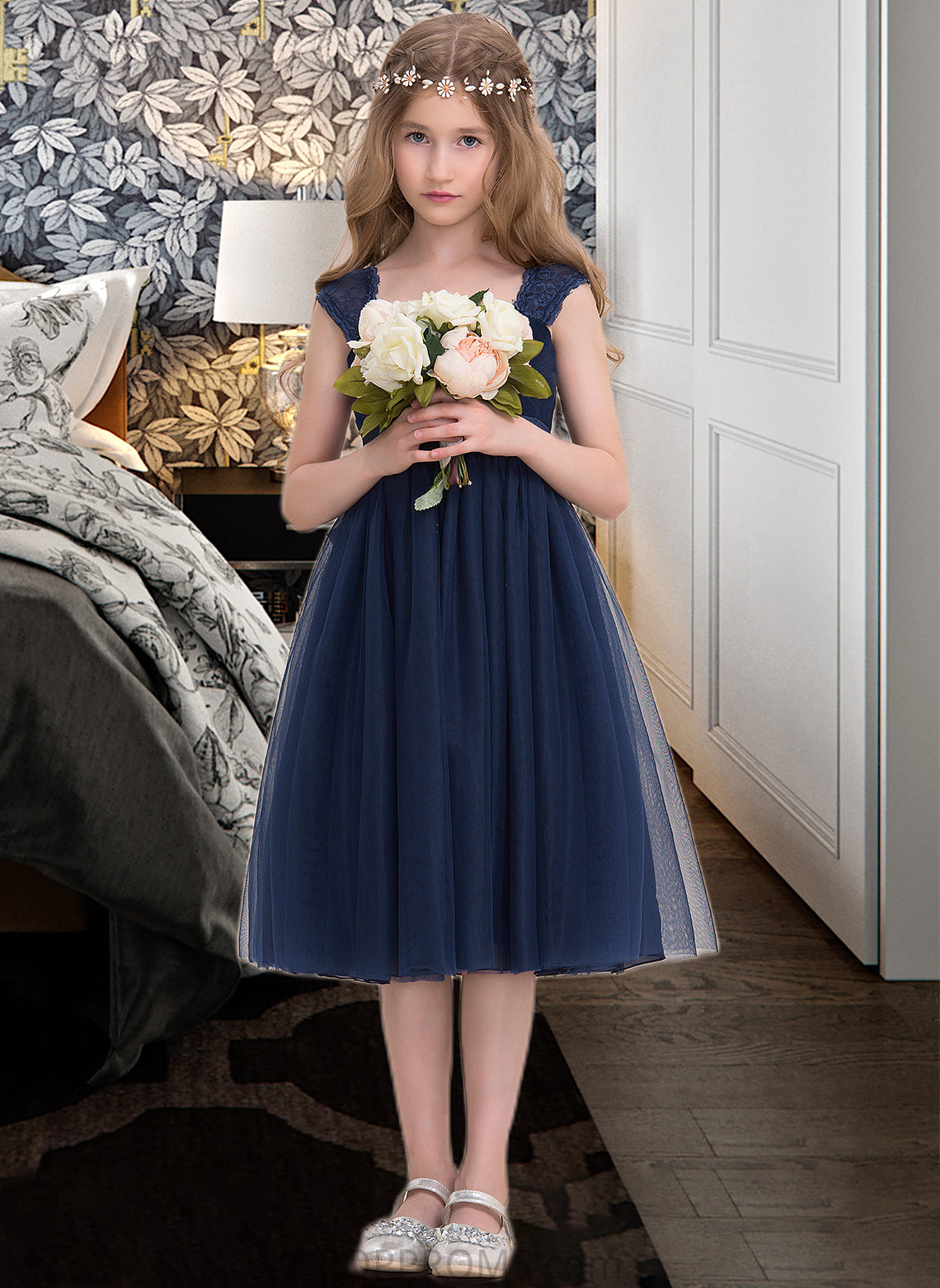 Margery Empire Sweetheart Knee-Length Tulle Junior Bridesmaid Dress With Ruffle PP6P0013590