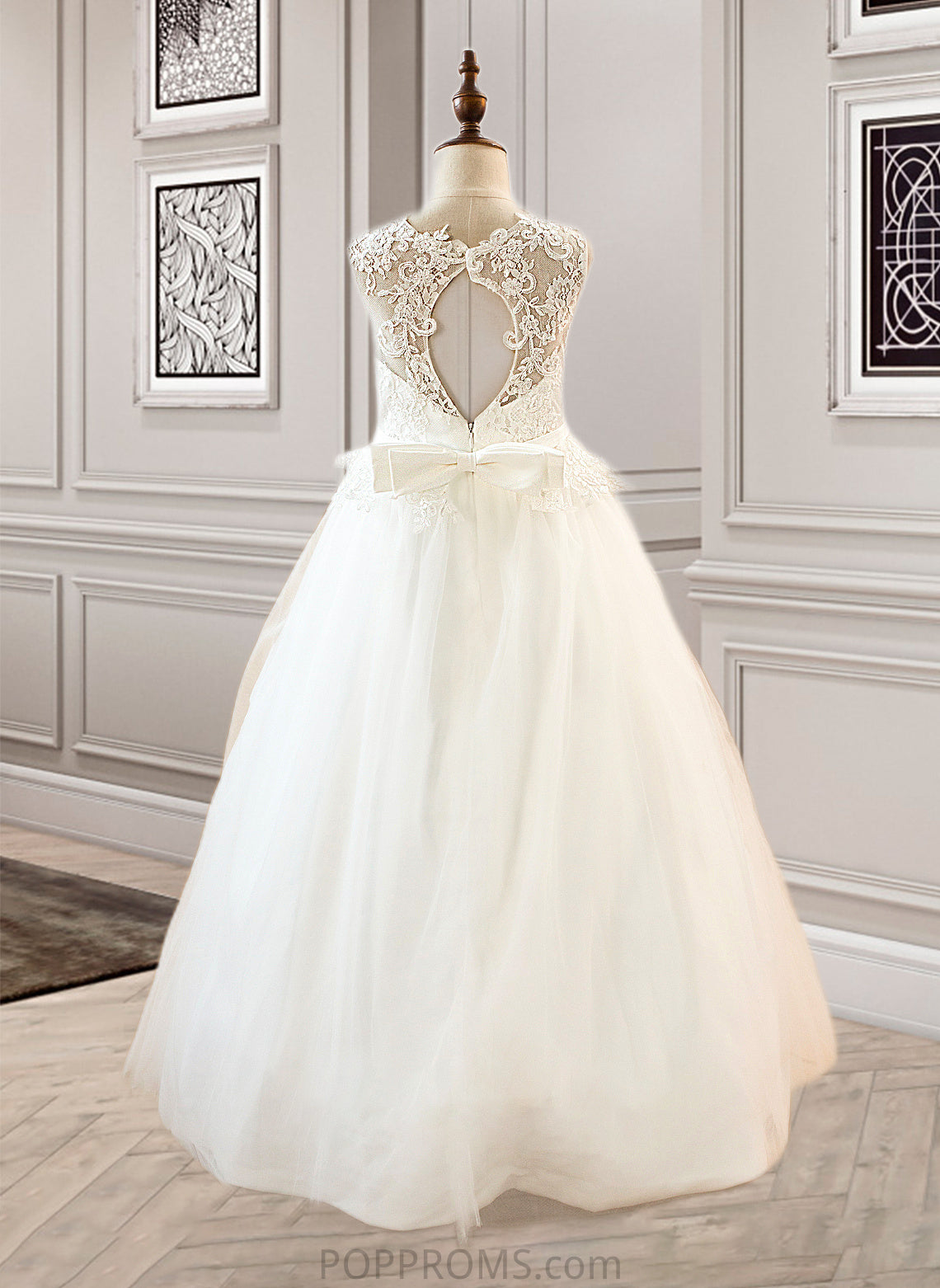 Maisie Ball-Gown/PrincessScoopNeckFloor-LengthTulleJuniorBridesmaidDressWithSashBeading#136423 PP6P0013615