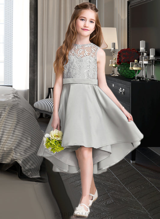 Jamya A-Line Scoop Neck Asymmetrical Satin Junior Bridesmaid Dress PP6P0013618