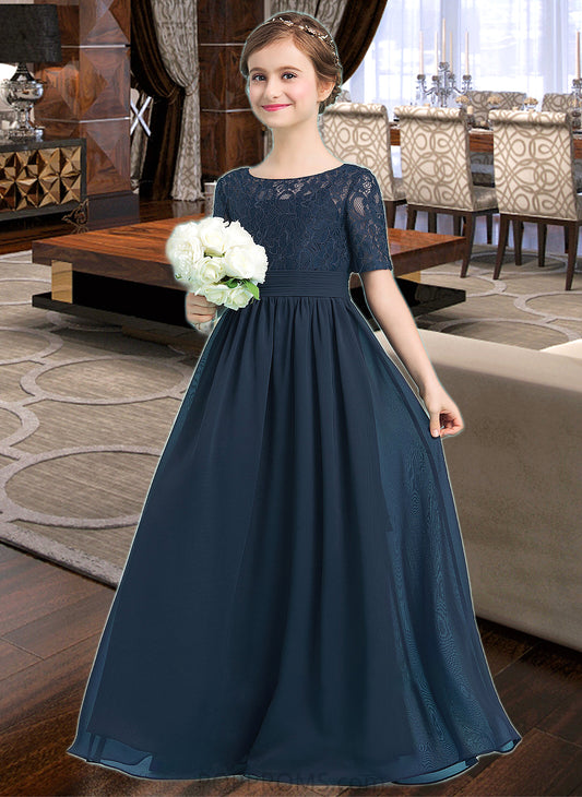 Jess A-LineScoopNeckFloor-LengthChiffonJuniorBridesmaidDress#148411 PP6P0013631