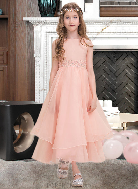 Macy A-Line Scoop Neck Ankle-Length Organza Junior Bridesmaid Dress With Beading Sequins PP6P0013633