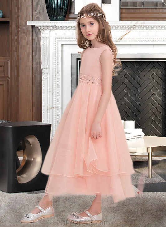 Macy A-Line Scoop Neck Ankle-Length Organza Junior Bridesmaid Dress With Beading Sequins PP6P0013633