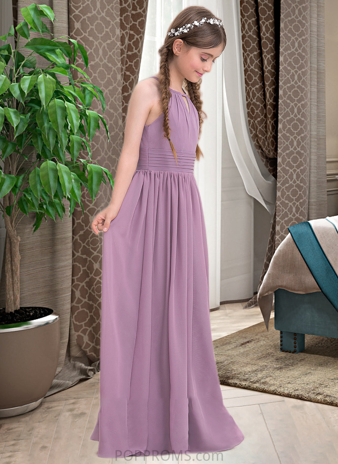 Mariana A-LineScoopNeckFloor-LengthChiffonJuniorBridesmaidDressWithRuffle#119580 PP6P0013647