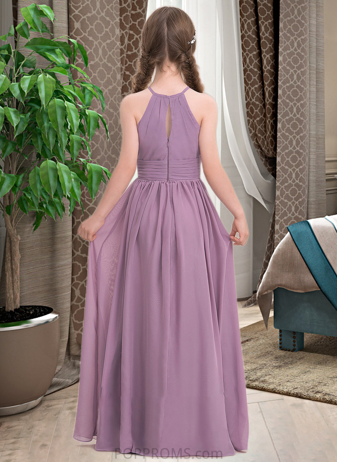 Mariana A-LineScoopNeckFloor-LengthChiffonJuniorBridesmaidDressWithRuffle#119580 PP6P0013647