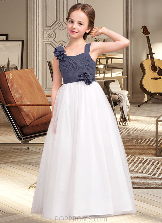 Marianna A-Line Sweetheart Floor-Length Chiffon Tulle Junior Bridesmaid Dress With Ruffle Flower(s) PP6P0013665