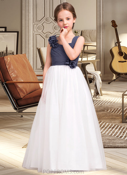 Marianna A-Line Sweetheart Floor-Length Chiffon Tulle Junior Bridesmaid Dress With Ruffle Flower(s) PP6P0013665