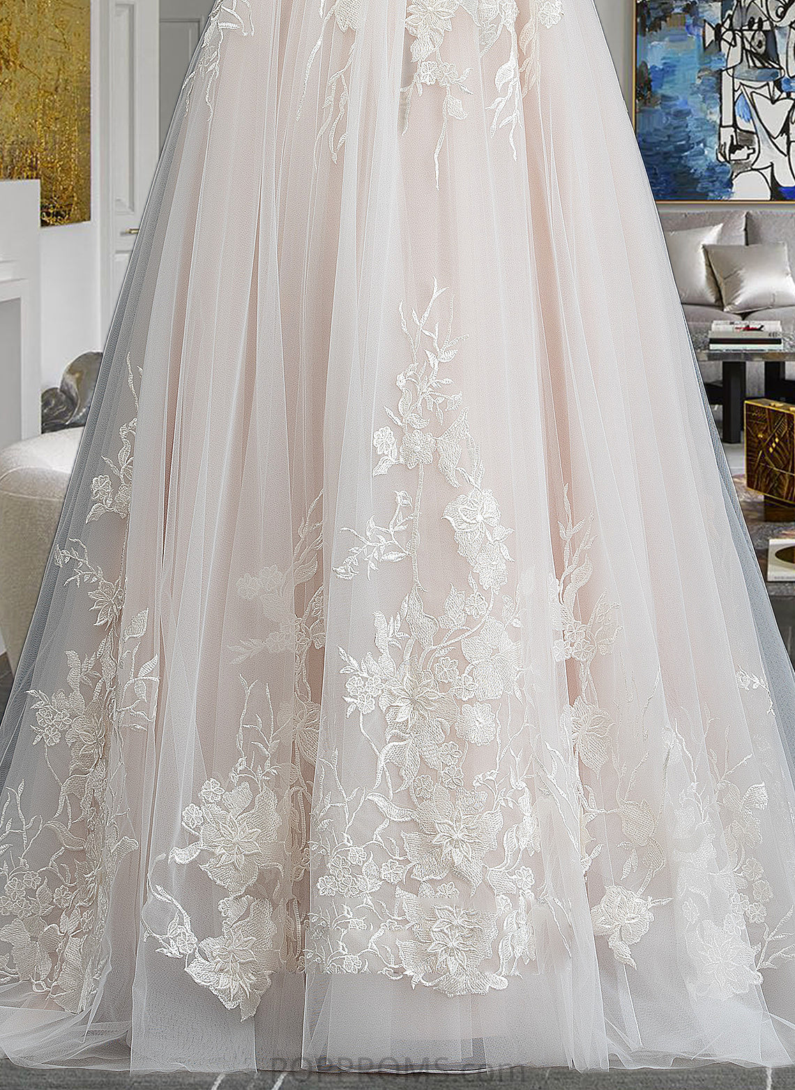 Kelsie Ball-Gown/Princess Sweetheart Sweep Train Tulle Wedding Dress PP6P0013685