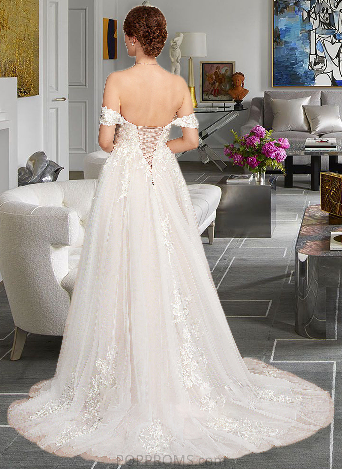 Kelsie Ball-Gown/Princess Sweetheart Sweep Train Tulle Wedding Dress PP6P0013685