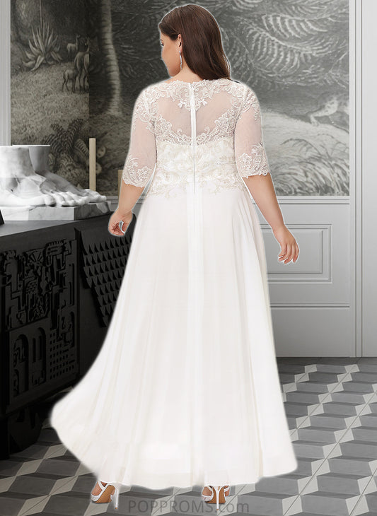 Lexie A-Line Scoop Neck Asymmetrical Chiffon Wedding Dress With Beading Sequins PP6P0013686