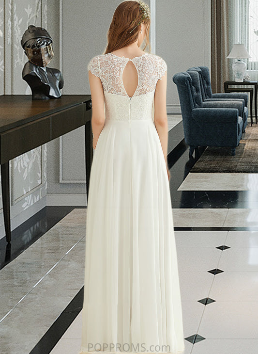 Lainey A-Line Floor-Length Chiffon Lace Wedding Dress PP6P0013687