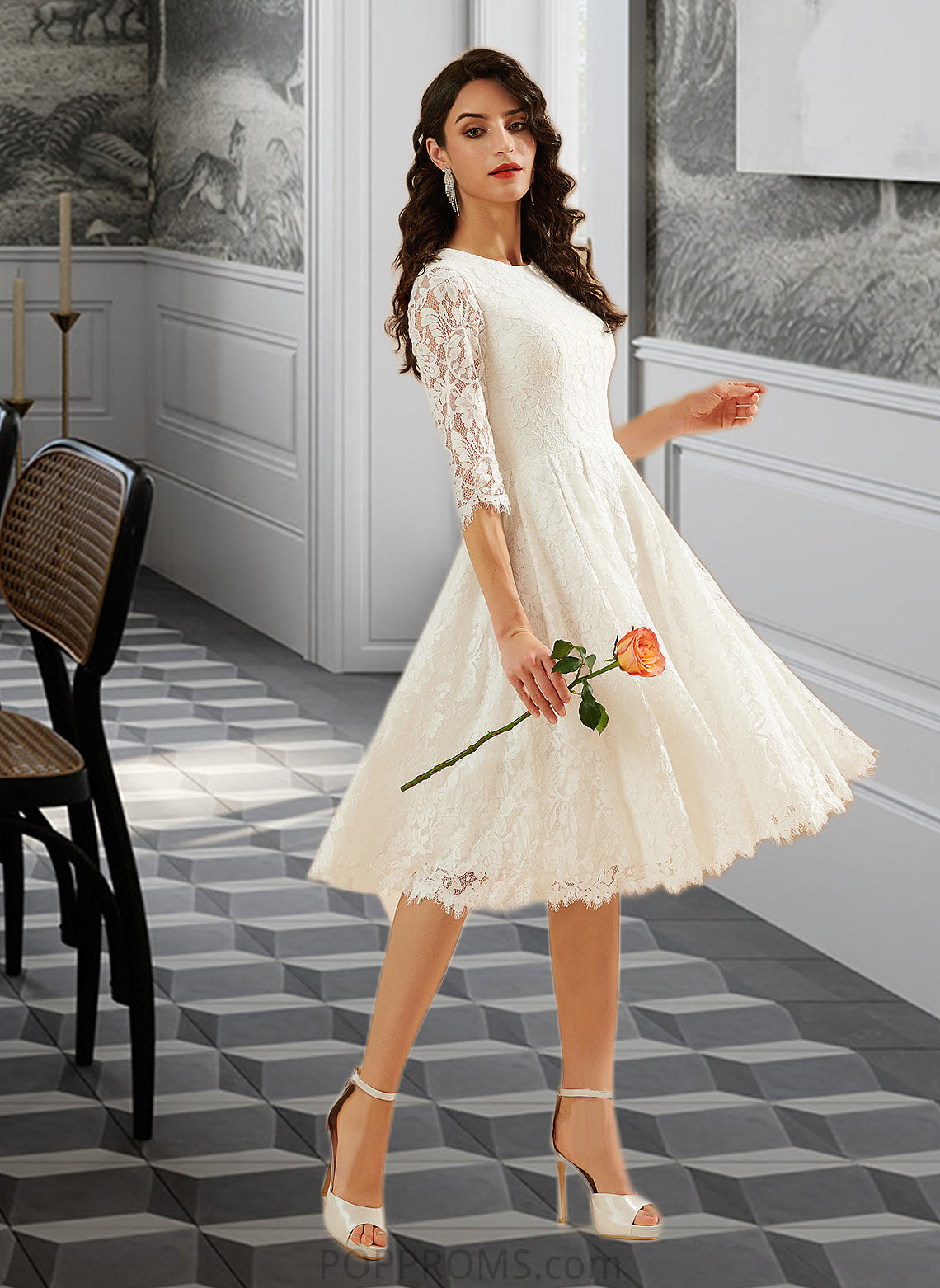 Gretchen A-Line Knee-Length Wedding Dress PP6P0013699