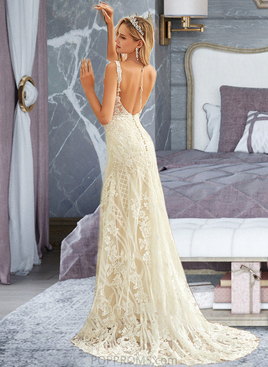 Ida Trumpet/Mermaid V-neck Court Train Tulle Lace Wedding Dress PP6P0013708