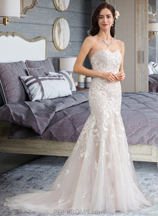 Jennifer Trumpet/Mermaid Sweetheart Court Train Tulle Lace Wedding Dress PP6P0013710