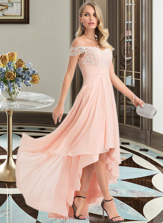 Lexi A-Line Off-the-Shoulder Asymmetrical Chiffon Wedding Dress With Sequins PP6P0013713