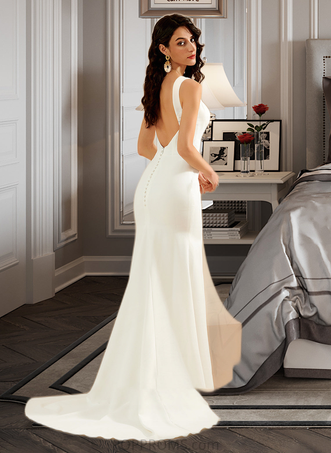 Rhoda Trumpet/Mermaid V-neck Court Train Wedding Dress PP6P0013714