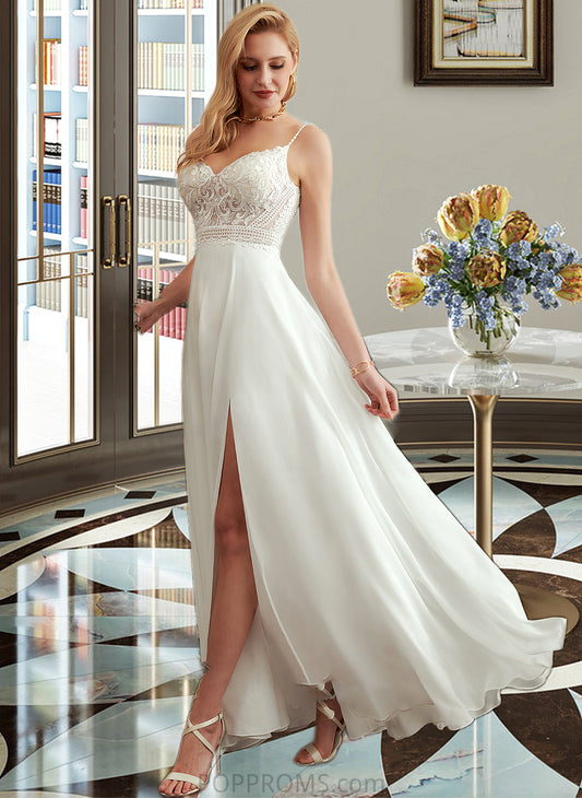 Hadassah A-Line V-neck Floor-Length Wedding Dress With Split Front PP6P0013721