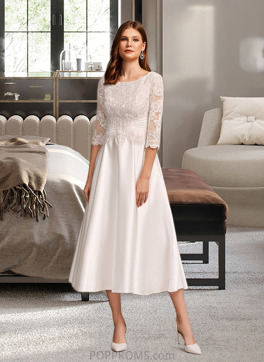 Abigayle A-Line Scoop Neck Tea-Length Wedding Dress With Pockets PP6P0013723