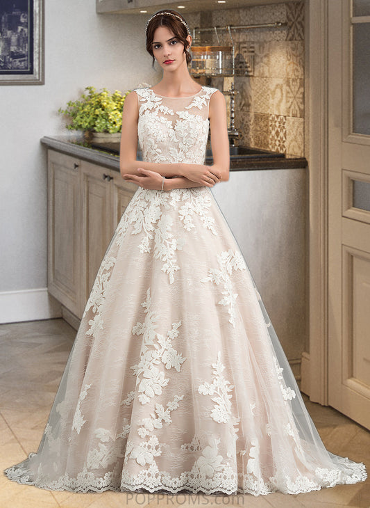 Georgia Ball-Gown/Princess Illusion Court Train Tulle Wedding Dress With Beading Sequins PP6P0013724