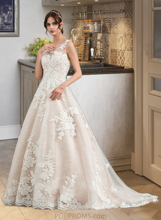 Georgia Ball-Gown/Princess Illusion Court Train Tulle Wedding Dress With Beading Sequins PP6P0013724