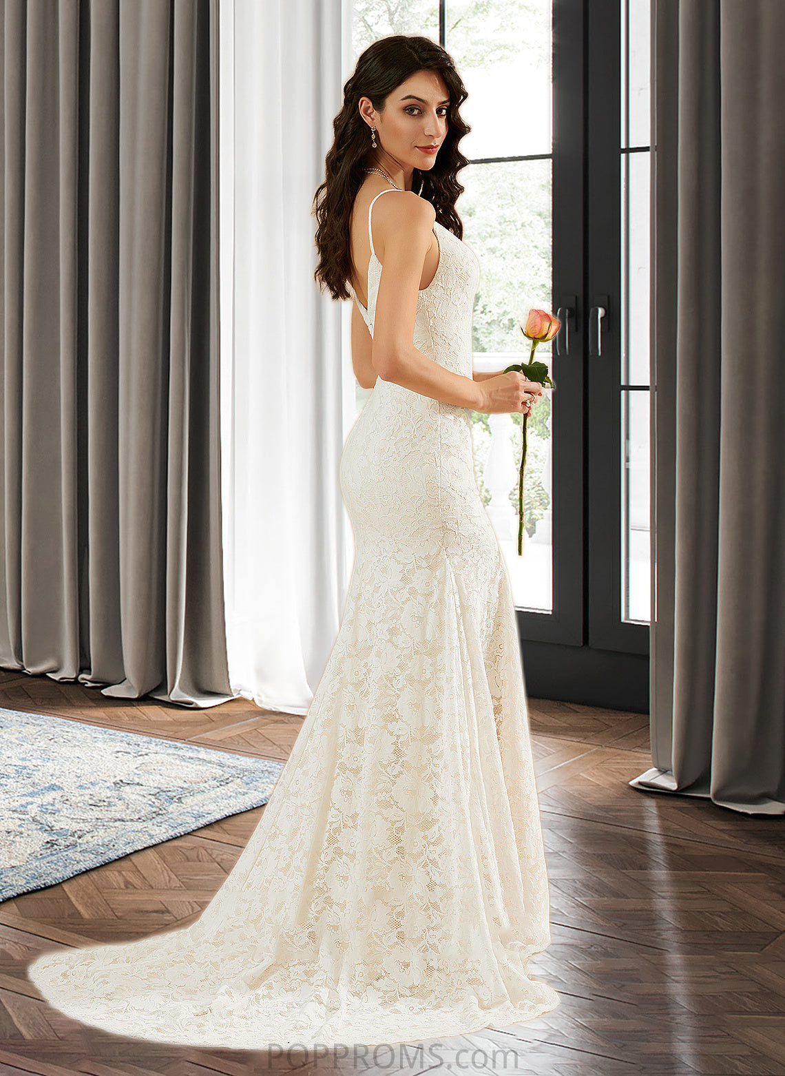 Araceli Trumpet/Mermaid V-neck Court Train Wedding Dress PP6P0013725