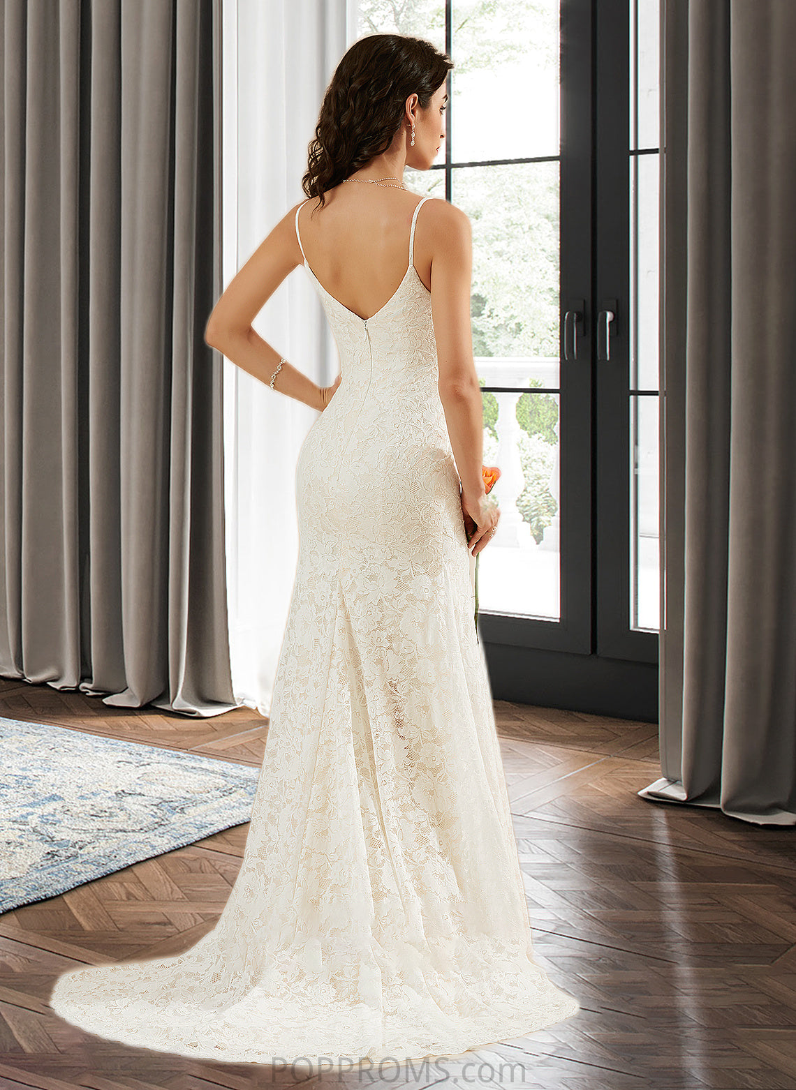 Araceli Trumpet/Mermaid V-neck Court Train Wedding Dress PP6P0013725