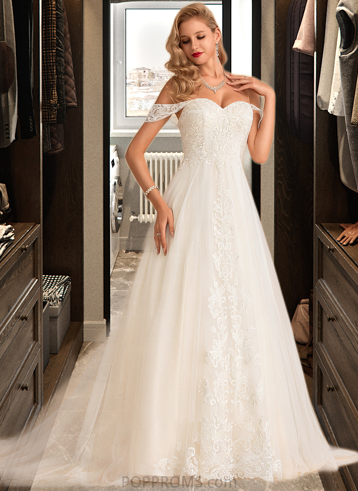 Cynthia Ball-Gown/Princess Chapel Train Tulle Lace Wedding Dress With Sequins PP6P0013726