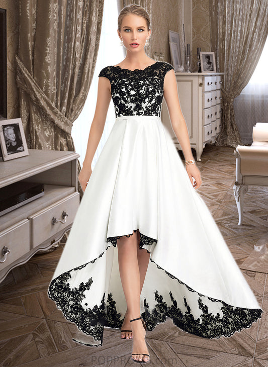 Kitty Ball-Gown/Princess Scoop Neck Asymmetrical Satin Wedding Dress PP6P0013728